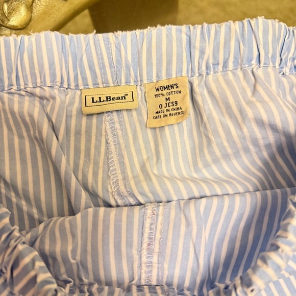 LL BEAN Womens Medium Baby Blue Striped 2-Piece Pajama Set 100% Cotton - Picture 14 of 14